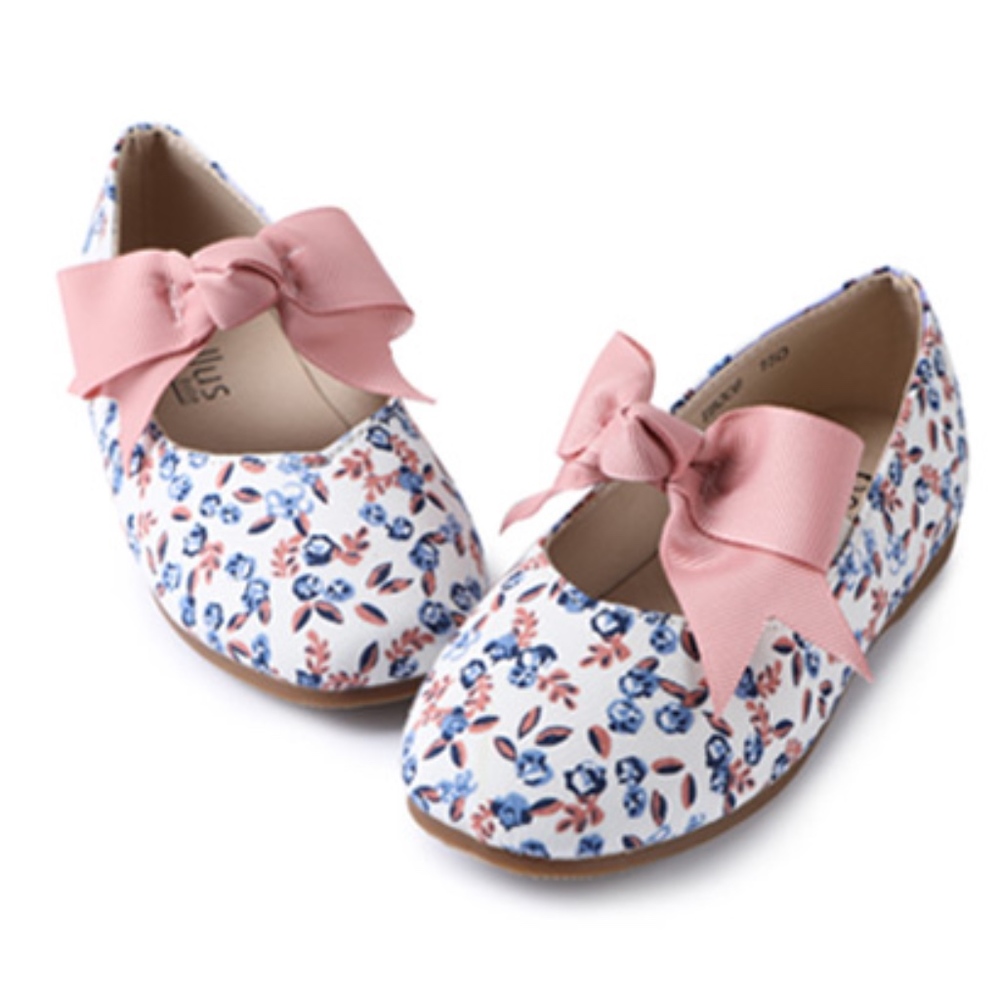 Girls Bowknot Mary Jane Ballerina Flat Pink Shoes